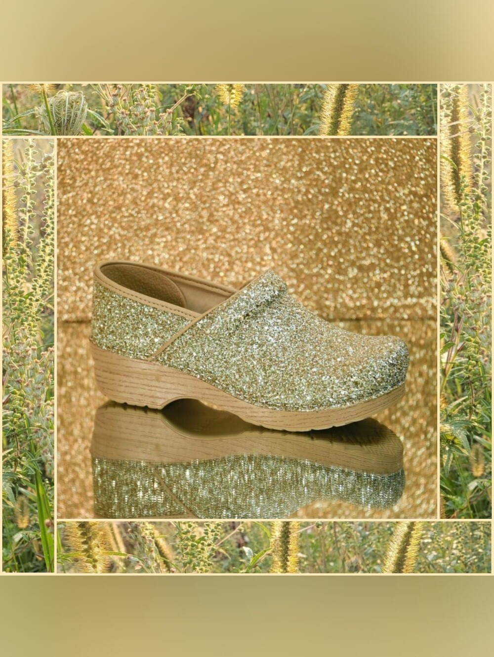 Champagne Dansko Pro Glitter Clogs Sparkling Festive🌟Playful Flirty Boho Chic🌙 - Picture 4 of 11